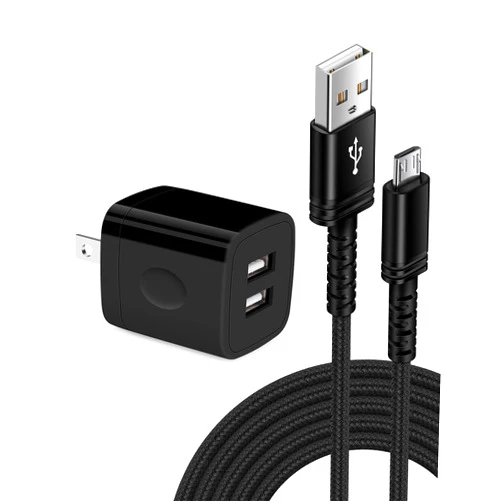 AILKIN Micro USB Charger, Dual USB Port Wall Block with 6FT Android Fast Charging Cable for Kindle Fire HD 10 8 7 Kids Edition Tablet Paperwhite E-Reader, Samsung J8 J7 Pro S6 S7, Droid Cord AC Power Adapter