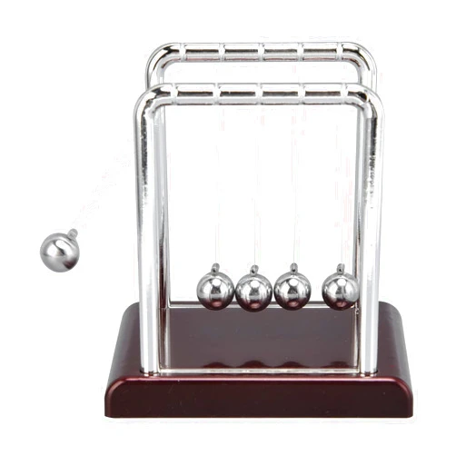 Ejoyous Newtons Pendulum, Classic Newton Balance Ball Educational Physics Science Swinging Ball Metal Perpetual Motion Desktop Ornament Decoration for Home Office Decor(Wine red Bottom)