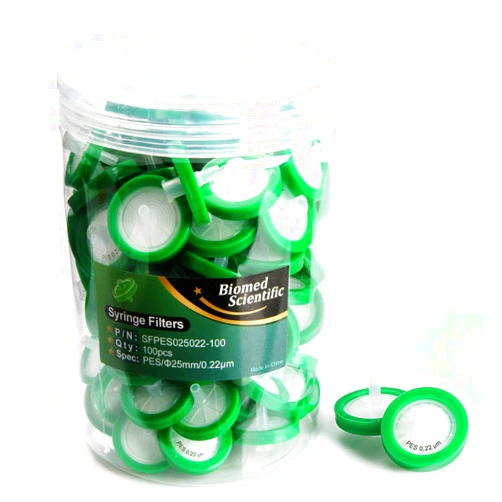 Biomed Scientific Syringe Filter PES(Polyethersulfone) Membrane 25mm Diameter 0.22um Pore Size Non Sterile Pack of 100