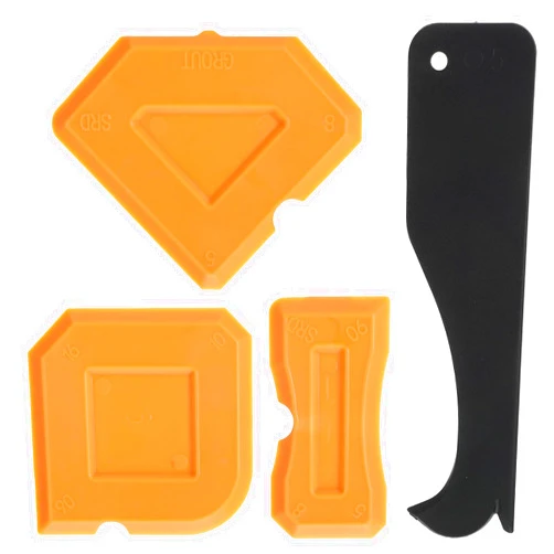 Jxiwfvl 4 PCS Caulk Finishing Smoothing Tool, Silicone Caulking Removal Tool, Sealant Caulk Finishing Tile Grout Applicator Kit for Kitchen Bathroom Floor, Reusable Smoothing Applicator(Orange)