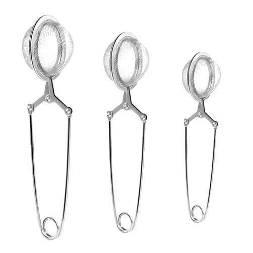 NAWTOR Snap Ball Tea Strainer, Stainless Steel Tea Infuser Filter with Handle for Loose Leaf Tea, Spices, Seasonings 3 Pack S/M/L (3PCS, Stainless Steel)