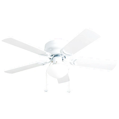 Prominence Home Alvina Traditional 42 Inch Ceiling Fan with Light, LED Flush Mount Ceiling Fan, Indoor Fan with 5 Blades, White and Gray Oak Blade Finish Options, White (80092-01)