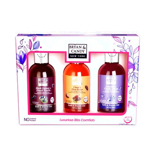 Bryan & Candy Ph 5.5 Skin-Friendly Shower Gel Combo - The Perfect Gift Set For Clean, Moisturized Skin | Cocoa Shea, Lavender, Black Currant 100 Ml (Pack Of 3)