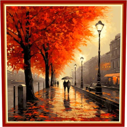 Foxhool Beginners Cross Stitch Kits Stamped Full Range of Embroidery Kits for Adults DIY Cross Stitches kit Embroidery Patterns for Needlepoint kit-Lovers Walk 17.7x17.7 inch