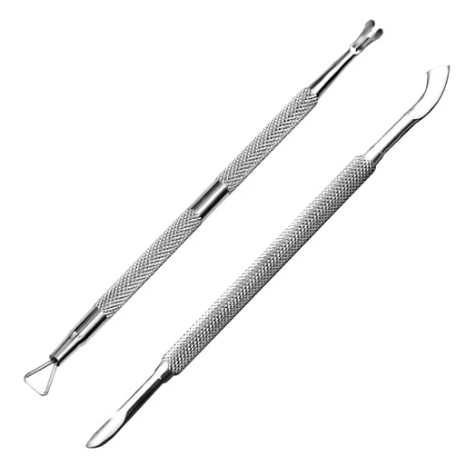 HIFAU Cuticle Pusher and Cuticle Remover Tool Set, 2PCS Premium Stainless Steel Cuticle Trimmer and Nail Polish Removal Tools Set, For Wommen