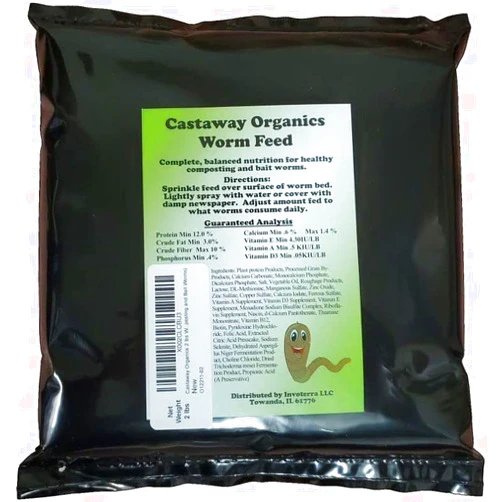Castaway Organics Worm Food for All Composting Worms, Bait Worms, Red Wigglers, Nightcrawlers (2 Pounds)