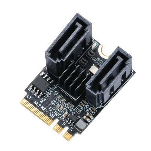MZHOU M.2(A+E Key) to 2 Ports SATA3.0 6G Multiplier Free Driver with 2X SATA Cables for Motherboard SATA Hard Drive Port Extension Cards