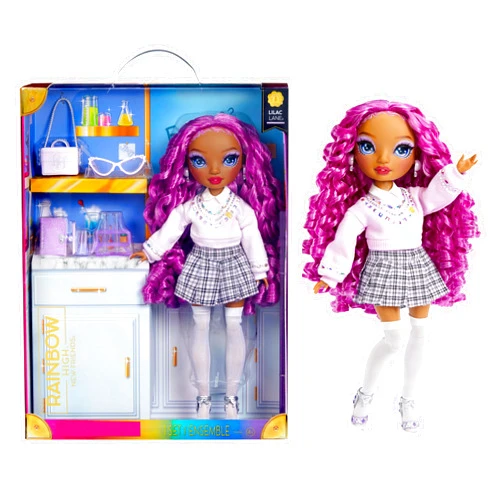 Rainbow High Lilac - Purple Fashion Doll in Fashionable Outfit, Glasses & 10+ Colorful Play Accessories. Gift for Kids 4-12 and Collectors.