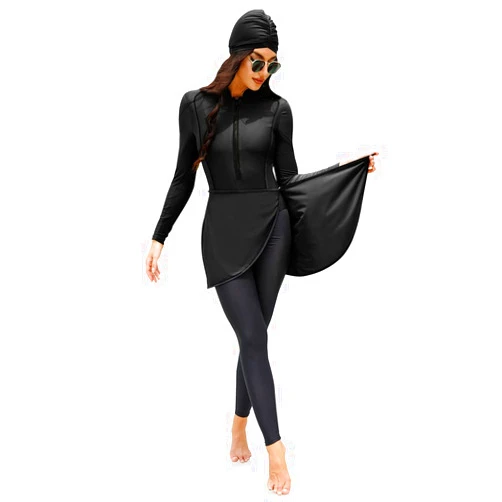 FYMNSI Women Modest Burkini Swimsuits Muslim Swimwear Full Body Islamic Swim Tops Pants Hijab 4 Piece Rash Guard S-XL