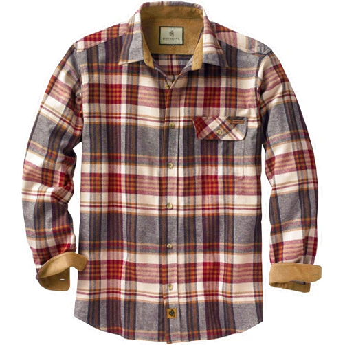 Legendary Whitetails Men's Buck Camp Flannel, Long Sleeve Plaid Button Down Casual Shirt, Corduroy Cuffs