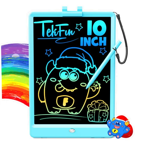 TEKFUN LCD Writing Tablet Doodle Board, 10inch Colorful Drawing Tablet Writing Pad, Kids Travel Essentials, Toddler Toys for 3 4 5 6 7 8 Year Old Girls Boys (Blue)