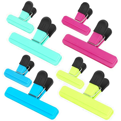 TACGEA Chip Clips, 8 Pack Food Clips, Upgrade Wide Open Bag Clips for Food Storage with Air Tight Seal Grip (4 x L, 4 x S)