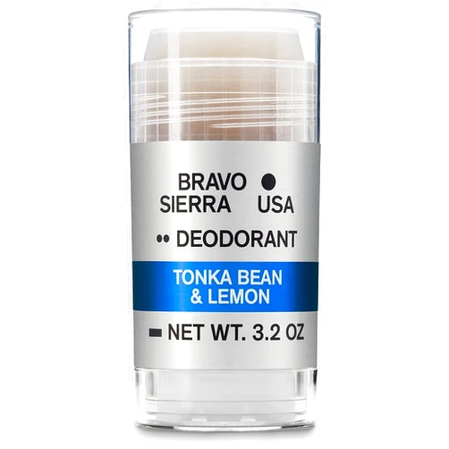Bravo Sierra Aluminum-Free Natural Deodorant for Men by Bravo Sierra - Long Lasting All-Day Odor and Sweat Protection - Tonka Bean and Lemon, 3.2 oz - Paraben-Free, Baking Soda Free, Vegan and Cruelty Free