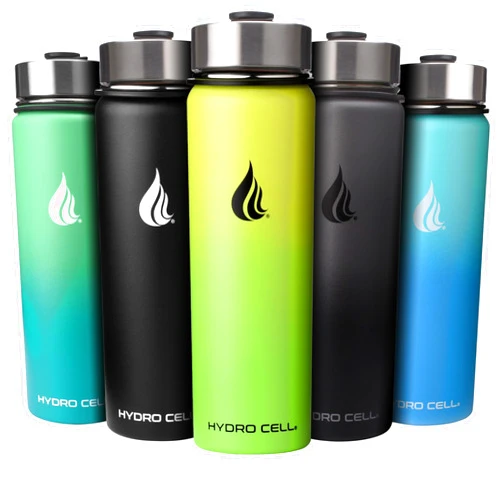 HYDRO CELL Stainless Steel Insulated Water Bottle with Straw - For Cold & Hot Drinks - Metal Vacuum Flask with Screw Cap and Modern Leakproof Sport Thermos for Kids & Adults (Neon 24oz)