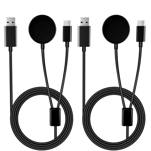 LUCXXI 2 Pack Galaxy Watch 7 Charger, 3.9FT 2 in 1 USB-C Magnetic Wireless Charging Cable Cord Compatible with Samsung Galaxy Watch 7/6 /6 Classic/5 Pro/5/4 /4 Classic/3/Active