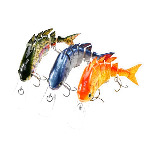 Rose Kuli Fishing Lures for Bass Trout Topwater Multi Jointed Swimbaits Slow Sinking Bionic Swimming Lures Bass Freshwater Saltwater Bass Lifelike Fishing Lures Kit