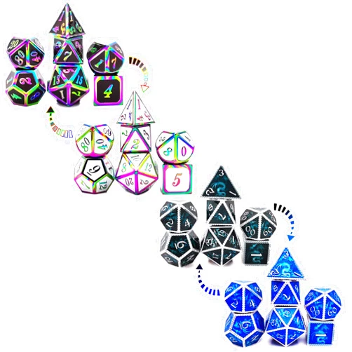 HAOMEJA Color Changing Temperature Metal Dragons Dice Set Black + Blue