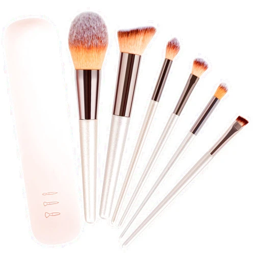 EasYoung Travel Makeup Brush Pouch Sets, 1PCS Magnetic Anti-Fall Out Silicone Portable Cosmetic Brushes Holder + 6PCS Makeup Brushes