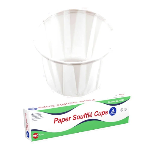 Dynarex Paper Medicine Cups - 0.5 oz Disposable Souffle Cups for Pills & Meds - Small Paper Cups with Tightly Rolled Edges, Box Pleats - For Hospitals, Patient Care, Home Use - Box of 250