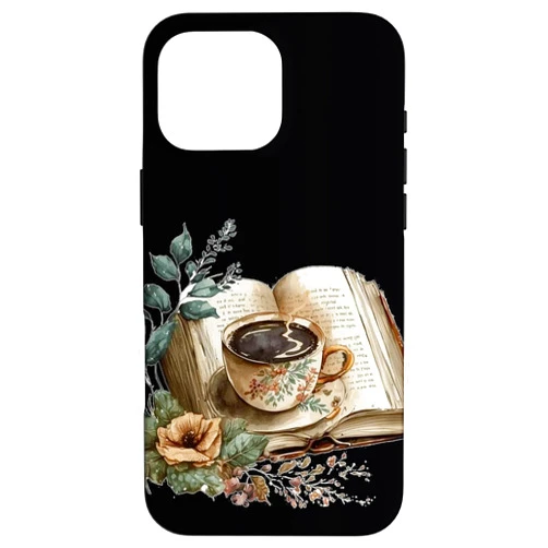 Books And Coffee Vintage Library Retro Flower iPhone 16 Pro Max Books And Coffee Vintage Library Retro Flower Case