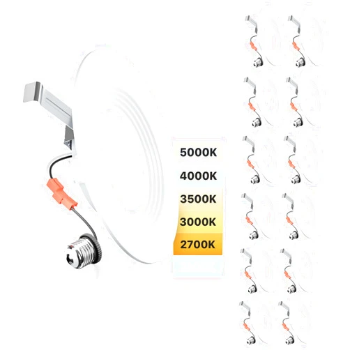 Ensenior 5/6 Inch 5CCT LED Can Lights 12 Pack, Retrofit Led Recessed Lighting, Baffle Trim, Dimmable, 9W=110W, 1000LM, 2700K/3000K/3500K/4000K/5000K Selectable, IC Rated - ETL & FCC