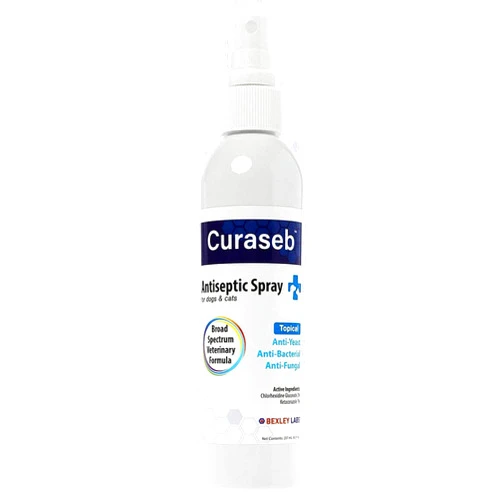 Bexley Labs Curaseb Antifungal & Antibacterial Chlorhexidine Spray for Dogs & Cats - Treats Yeast Infections, Hot Spots, Ringworm & Pyoderma – Anti Itch with Soothing Aloe - Broad Spectrum Veterinary Formula