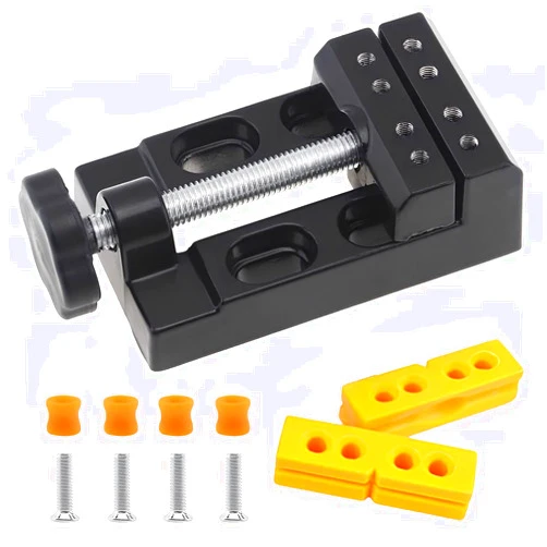 Omninmo Mini Bench Vice Clamp Mini Flat Clamp Table Jaw Drill Press Vise Opening Parallel Table Vise for Watch Repairing Jewelry Walnut Nuclear Clip DIY Sculpture Grinding Craft Carving Bed Tools