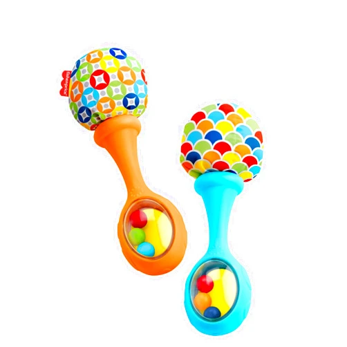 Fisher-Price Newborn Toys Rattle 'n Rock Maracas, Set of 2 Soft Musical Instruments for Babies 3+ Months, Blue & Orange