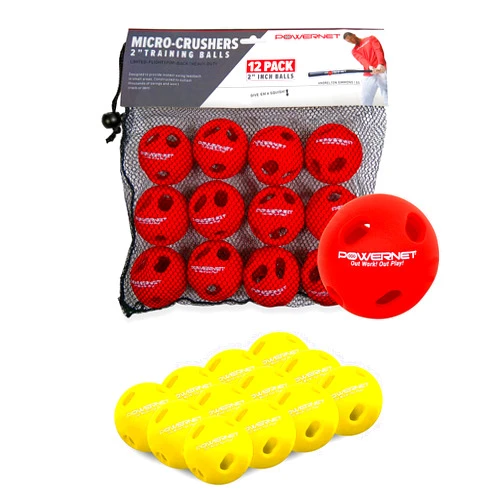 PowerNet Corbin Carroll Micro Crushers Limited Flight Bundle Training Baseballs, Batting Practice Ball for Pre-Game Warm Ups and Hitting Drills, Includes Red 12 Pack and Yellow 12 Pack