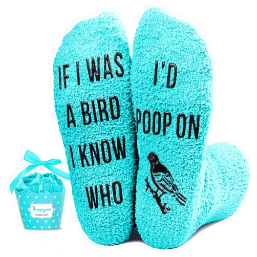 HAPPYPOP Funny Socks for Women, Fuzzy Green Socks Bird Gifts Animal Gifts, Funny Bird Socks Women Animal Socks