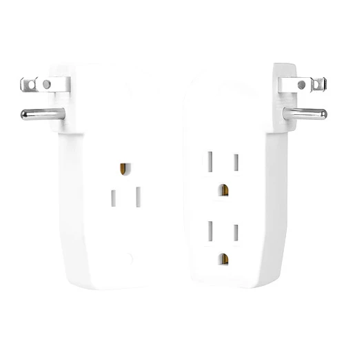AizzKry 3 Way Vertical Outlet Wall Tap Outlet Splitter Extender with 3 Prong Plug for Behind Furniture, Turn One Outlet Into Three, 1 Outlet on One Side and 2 on the Other, White, ETL Listed, 2Pack