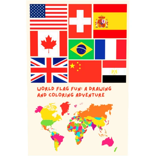 Pine Bush Publishing World Flag Fun: A Drawing And Coloring Adventure: 75 Pages of Coloring & Drawing Activities, with Full-Color Reference International Flags