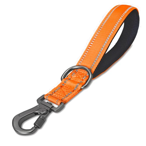 SAEGYPET 12” Short Dog Leashes, Reflective Nylon Padded Handle, Heavy Duty Strong Traffic Leash with Carabiner Clip, Perfect for Large or Medium Dogs (Orange,12 Inch)