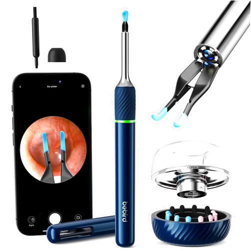 Yumika Ear Wax Removal Tool with 10 Megapixel Ear Camera, Note 5 Pro Ear Wax Removal Kit with Exquisite Storage Base & 12 Pcs Ear Scoops, 4-in-1 Ear Cleaner with Ear Pick & Tweezers Mode