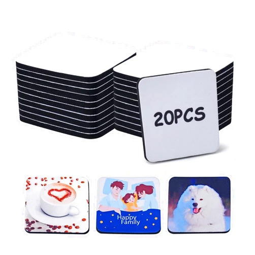 LeucSuiok 20PCS Square Sublimation Blanks Coasters,3.5 X 3.5 Inch/5MM Thicker Blank Sublimation Coasters,Blank Coasters for Thermal Sublimation DIY Crafts Painting Heat Transfer