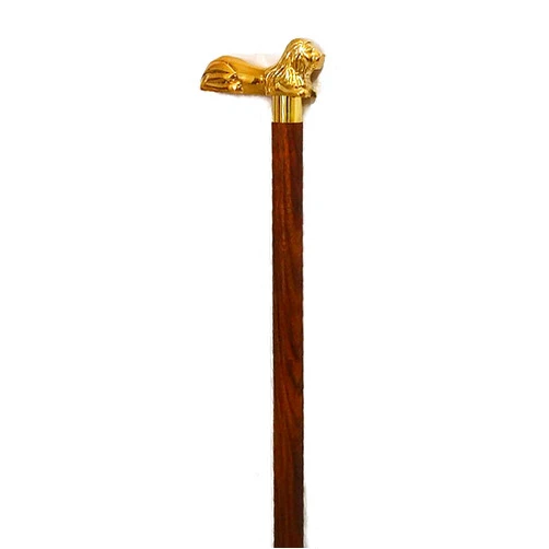 Mahira Nautical StarZebra Wooden Walking Stick Cane with Lion Brass Handle A