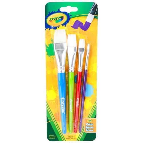 Crayola Large Paint Brushes (4ct), Kids Paint Brush Set, Thin & Thick Paint Brushes, for Acrylic, Tempera, Water Based Paint, Ages 3+
