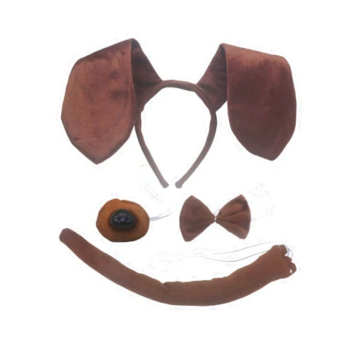 Beacone Kids Halloween Puppy Dog Lion Milk Cow Headband Bow Tie Tail Accessories Set Halloween Dress Up Costume