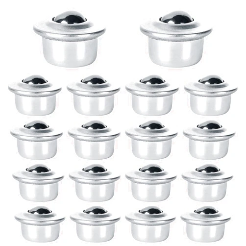 Ziqi 20 PCS 5/8 Inch Roller Ball Transfer Bearings, Carbon Steel Round Ball Transfer Unit, Universal Rotation Roller Ball Casters for Conveyor, Roller Stand, Transmission, Load Capacity 33 lbs