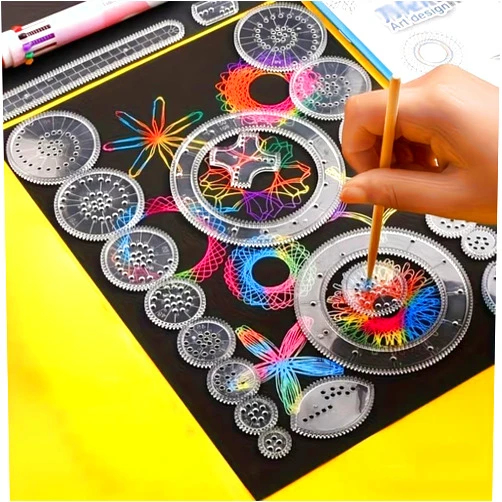 22PCS Spirograph Circle Maker Drawing Kit – Geometric Ruler Template Set, Spiral Art Design Kit, Arts and Crafts for Kids Ages 8-12, Spin Art Drawing Kit, Educational Geometry Drawing Toy