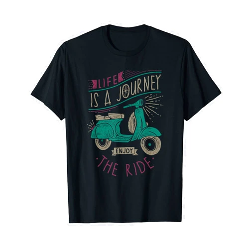 Retro Moped Scooter Scoot Life Tee Apparel Life Is A Journey Enjoy The Ride Moped Vintage Retro Scooter T-Shirt