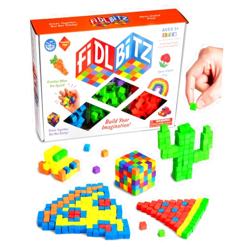 Play Visions FidlBitz® - Revolutionary Cubes That Stick Together, But Not Sticky! (Deluxe Set)