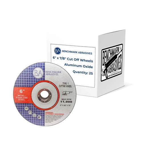 Benchmark Abrasives 6 Inch Aluminum Oxide Thin Type 1 Grinder Cut Off Wheels for Metal and Stainless Steel .045