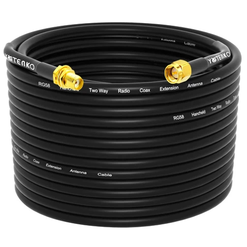 YOTENKO SMA Antenna Extension Cable - 20 Meters(65.6FT),RG58 Coaxial Cable SMA Male to SMA Female RF Low-Loss Cable for 3G 4G LTE Router ADS-B SDR USB Dongle Receiver Antenna Extension Wire