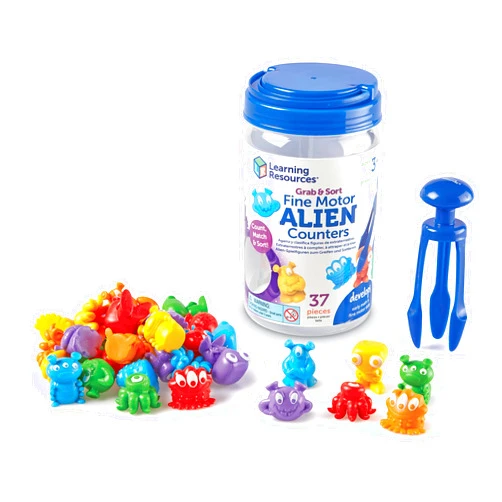 Learning Resources Grab & Sort Fine Motor Alien Counters - 37 Pieces, Ages 3+ Toddler Learning Toys, Math Counters for Kids, STEM Toys for Kids, Preschool Must Haves, Math Manipulatives