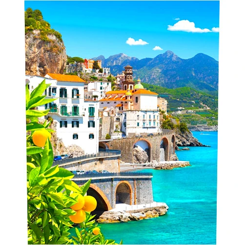 TUMOVO Paint by Numbers for Adults Beautiful View of Amalfi Oil Painting Paint by Numbers for Beginners Lemons in the Foreground Italy Paint by Numbers Kit DIY Oil Painting Children s Crafts 16x20 inch