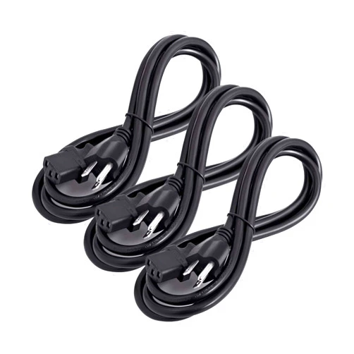 AURUM CABLES UL Approved 6 Feet Universal Computer Monitor Power Cord, C13 Power Cable for Monitor, PC, Desktop, Printer, Scanner, 18 AWG NEMA 5-15P to IEC13 (6 Ft - 3 Pack)