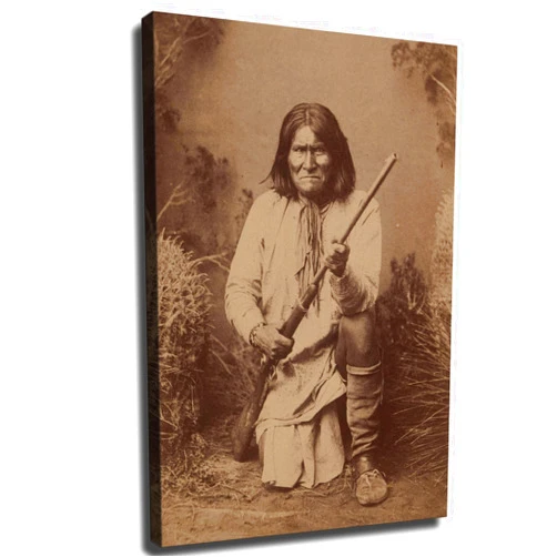 Generic Geronimo Chiricahua Apache Chief in Native American Modern Postcard Poster Wall Art for Living Room Bedroom Wall Art Printins Wall Decor Gift (12x18inch-Framed)