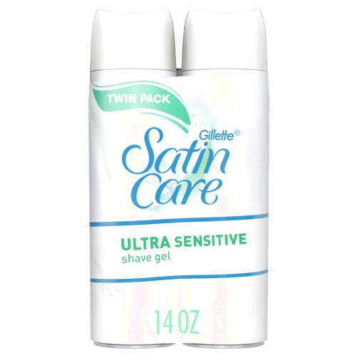 Gillette Venus Gillette Satin Care Ultra Sensitive Shave Gel for Women, Pack of 2, 7oz Each, Frangrance Free