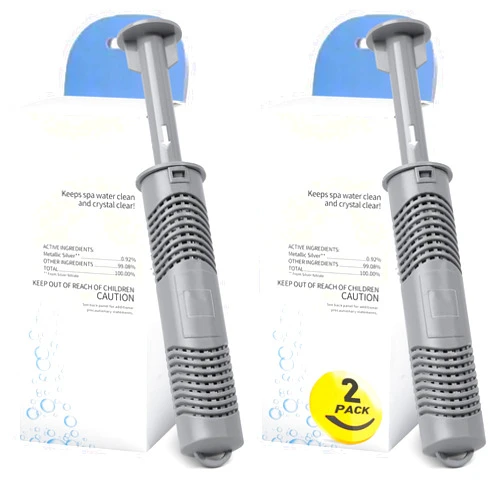 Bilinavy Spa Ag+ Mineral Sticks for Hot Tub, Silver Ion Mineral Cartridge Last for 4 Months Treats (2, Grey)
